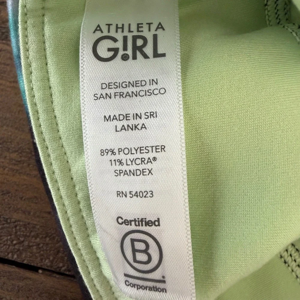Athleta Girl Chit Chat Tight XL 14 Black Lime Green Tie Dye Leggings‎ NWT New